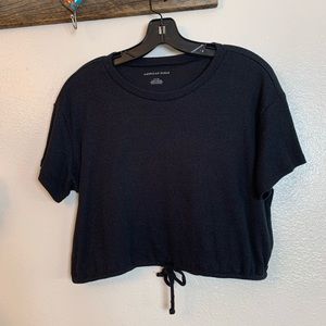 ❤️Black Ribbed Boxy Crop